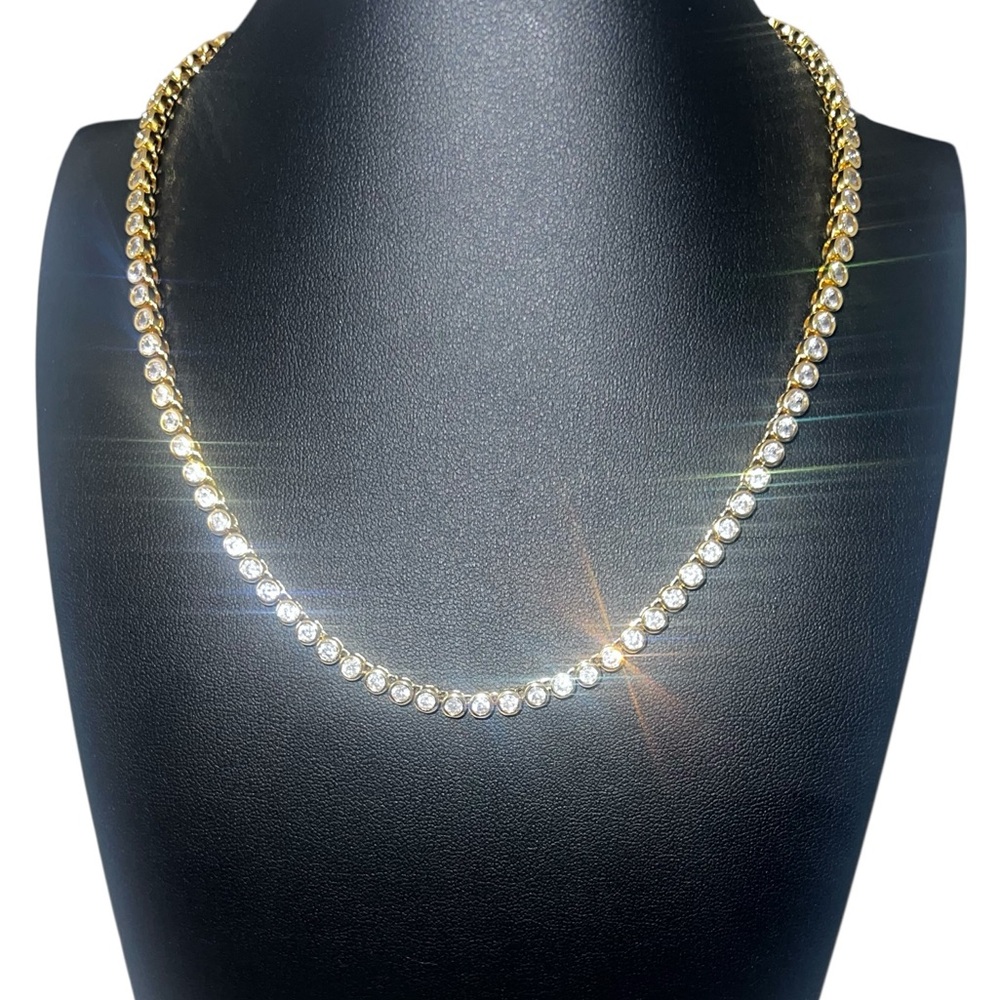 ✨NEW 18k gold plated Round Tennis Necklace – Tarnish Resistant ✨ - Picture 6 of 10